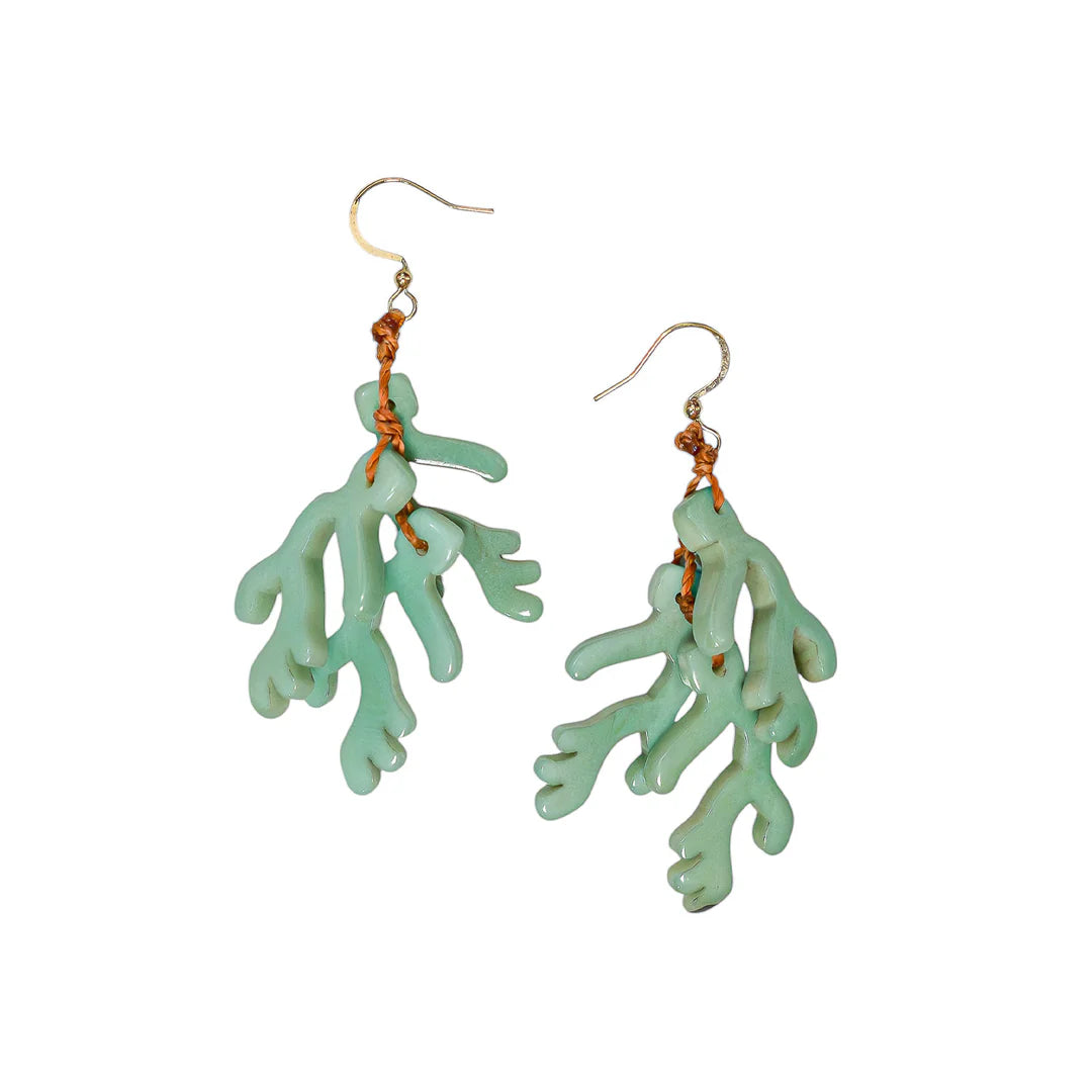 Coral Tagua Earrings